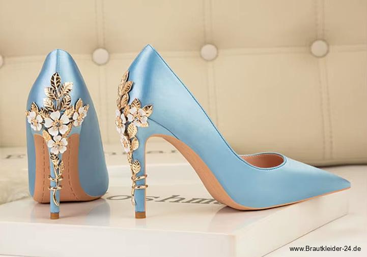 Luxus Blumen High Heels Hochzeitsschuhe Fibi&nbsp;Hellblau