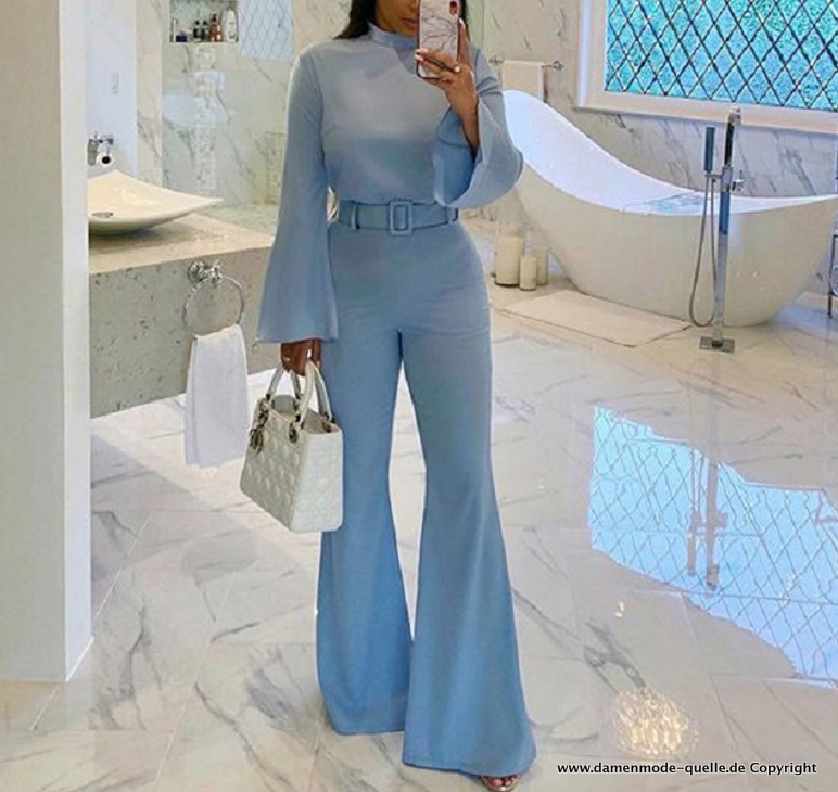 Chiffon Overall Einteiler Jumpsuit Elegant in&nbsp;Hellblau