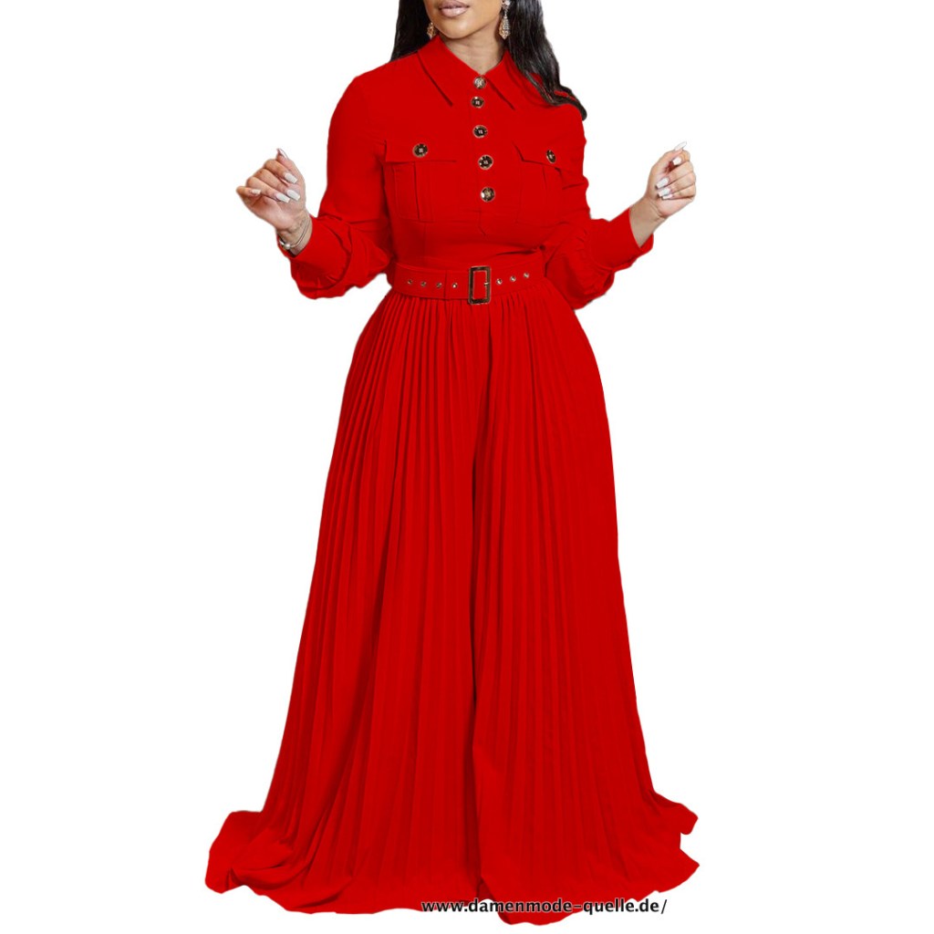 Damen Plissee Vintage Jumpsuit in&nbsp;Rot