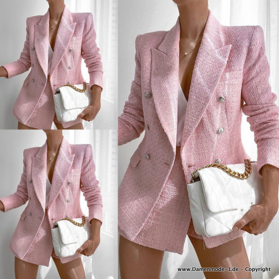 Sommeroutfit Hosenanzug mit Kurze Hose und Blazer in Rosa&nbsp;Elegant