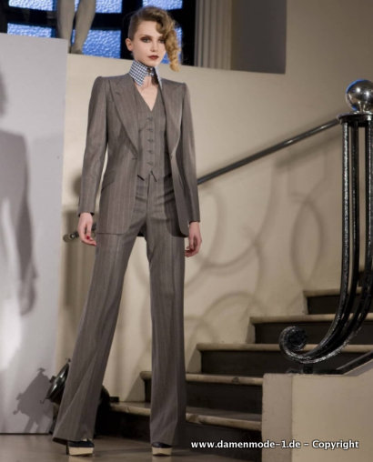 Damen Hosenanzug Lærke in Braun&nbsp;Gestreift