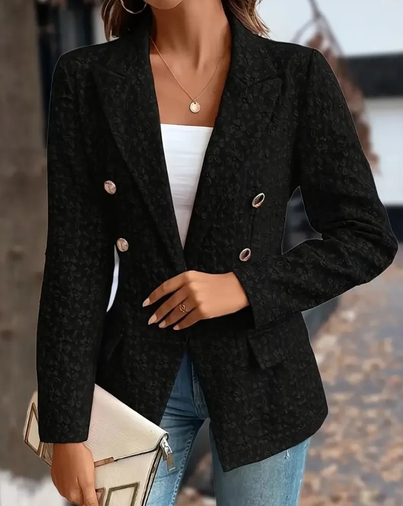 Zweireiher Damen Blazer Eilika Elegant in&nbsp;Schwarz