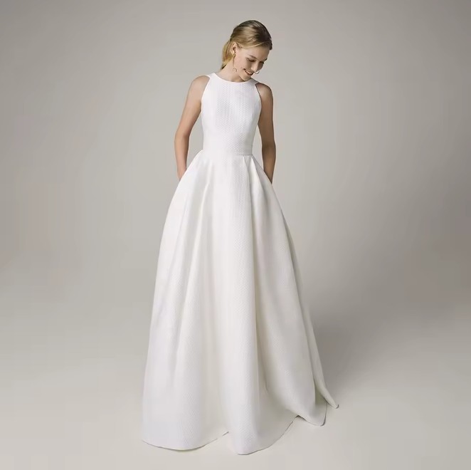 A Linie Clean Chic Brautkleid Eltje Ärmellos mit Rückenausschnitt