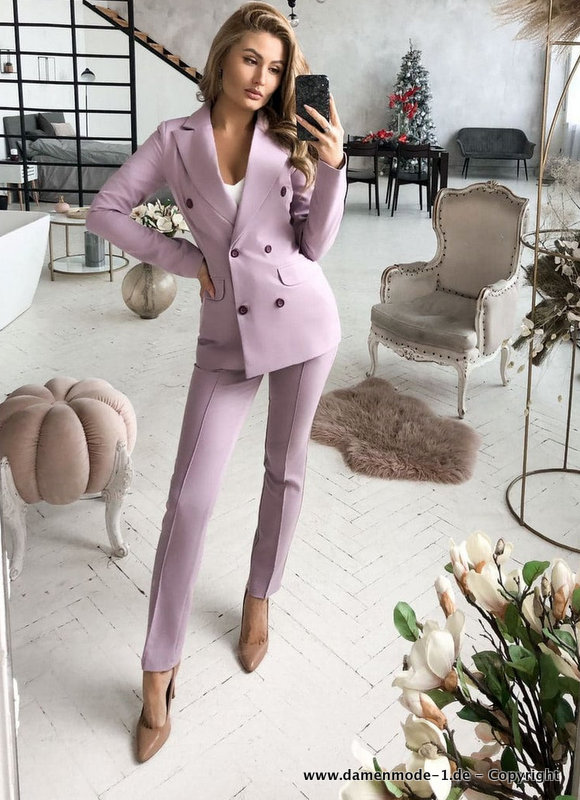 Damen Business Hosenanzug in Flieder Elegant&nbsp;Schmal