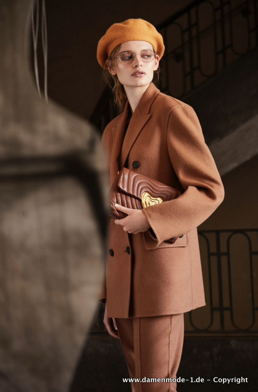 Tweed Hosenanzug für Damen Wollmischung in&nbsp;Braun