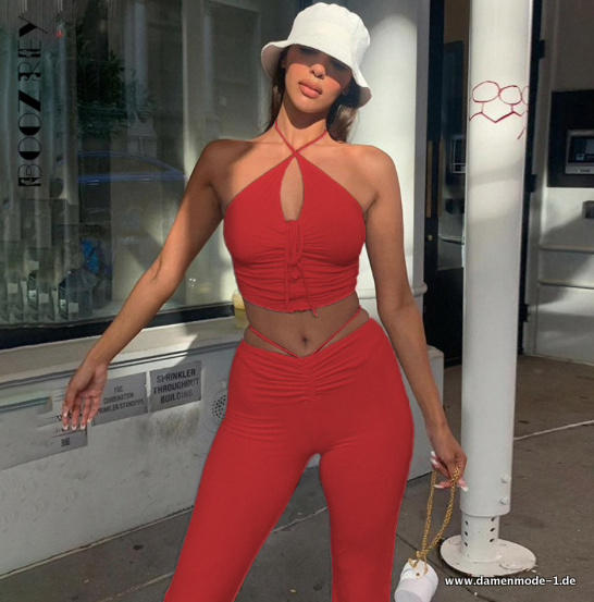 Sexy Sommeroutfit Zweiteiler in Rot für&nbsp;Damen