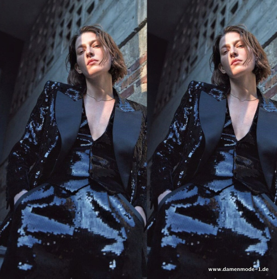 Pailletten Glitzer Hosenanzug in Navyblau Festlich für&nbsp;Damen