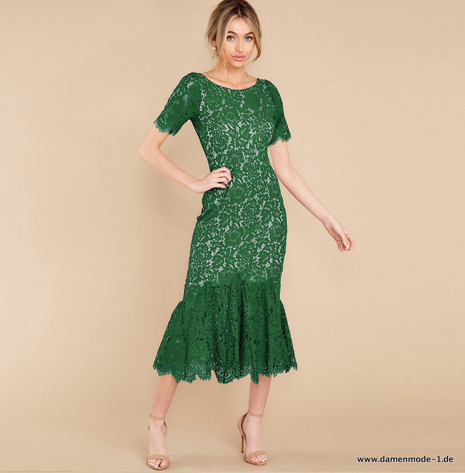 Meerjungfrau Kleid Elegant in Grün aus&nbsp;Spitze