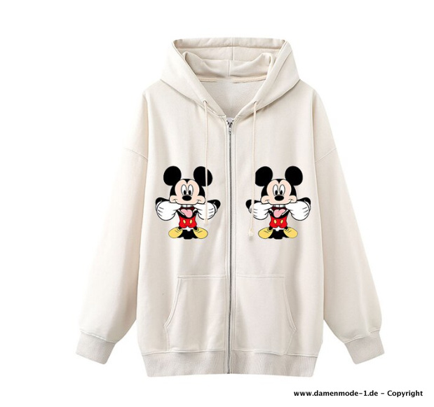Disney Mickey Zipper Sweater für Damen in&nbsp;Weiß