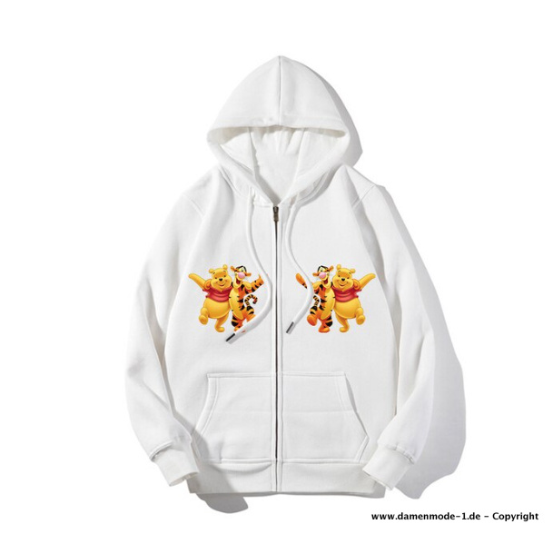 Disney Nette Winnie The Pooh und Tigger Zipper Sweater für Damen in&nbsp;Weiß