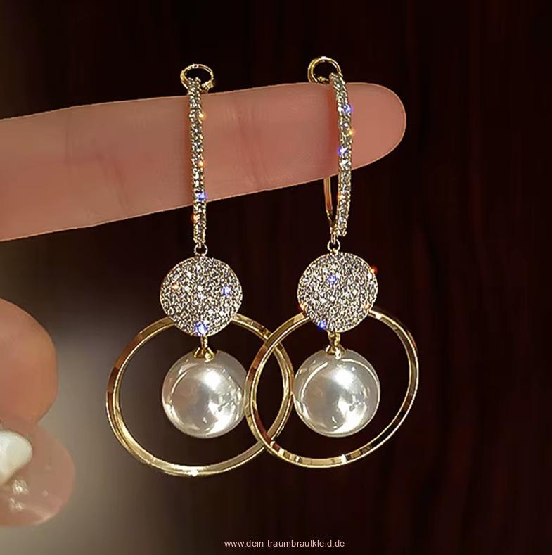 Klassische Elegante Perlen Ohrringe Domenica für die&nbsp;Braut