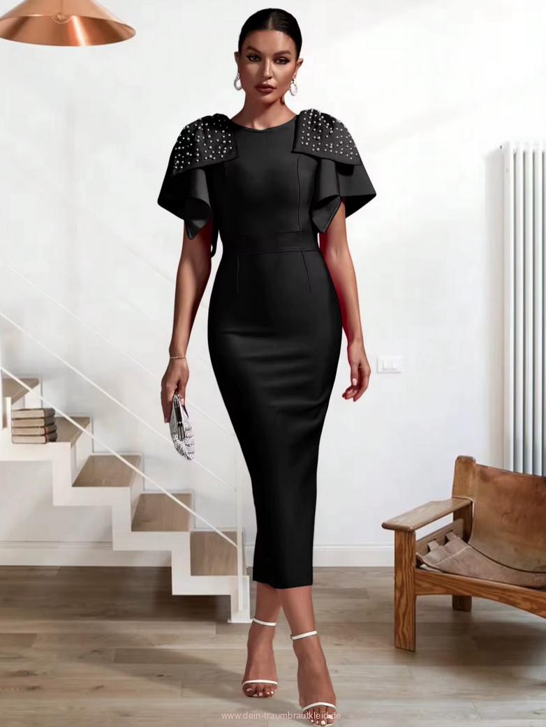 I Linie Kleid Delila Elegant für Hochzeitsgäste in&nbsp;Schwarz