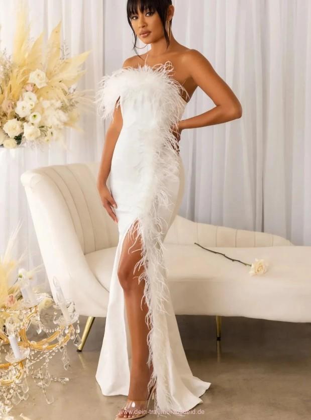 Fit and Flare Standesamtkleid Mitra für die Braut Lang mit&nbsp;Boa