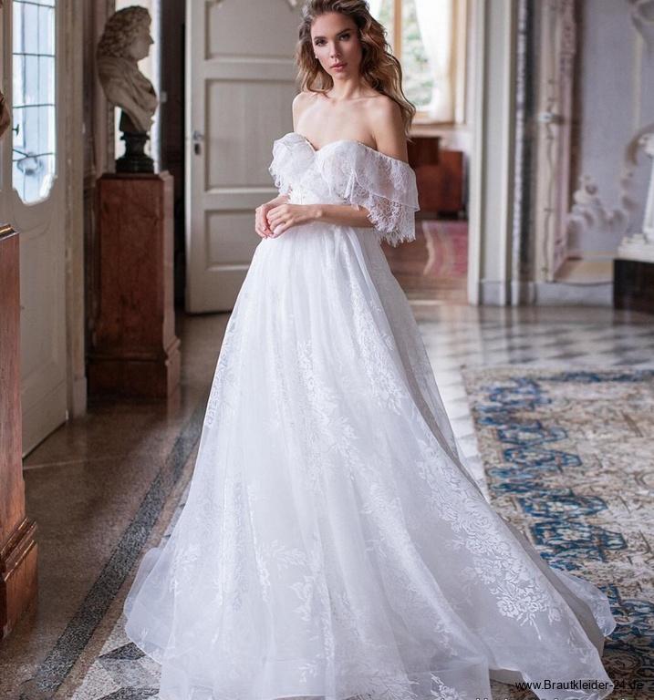 Schulterfreies A Linie Brautkleid Fjella mit Spitze und&nbsp;Stickereien