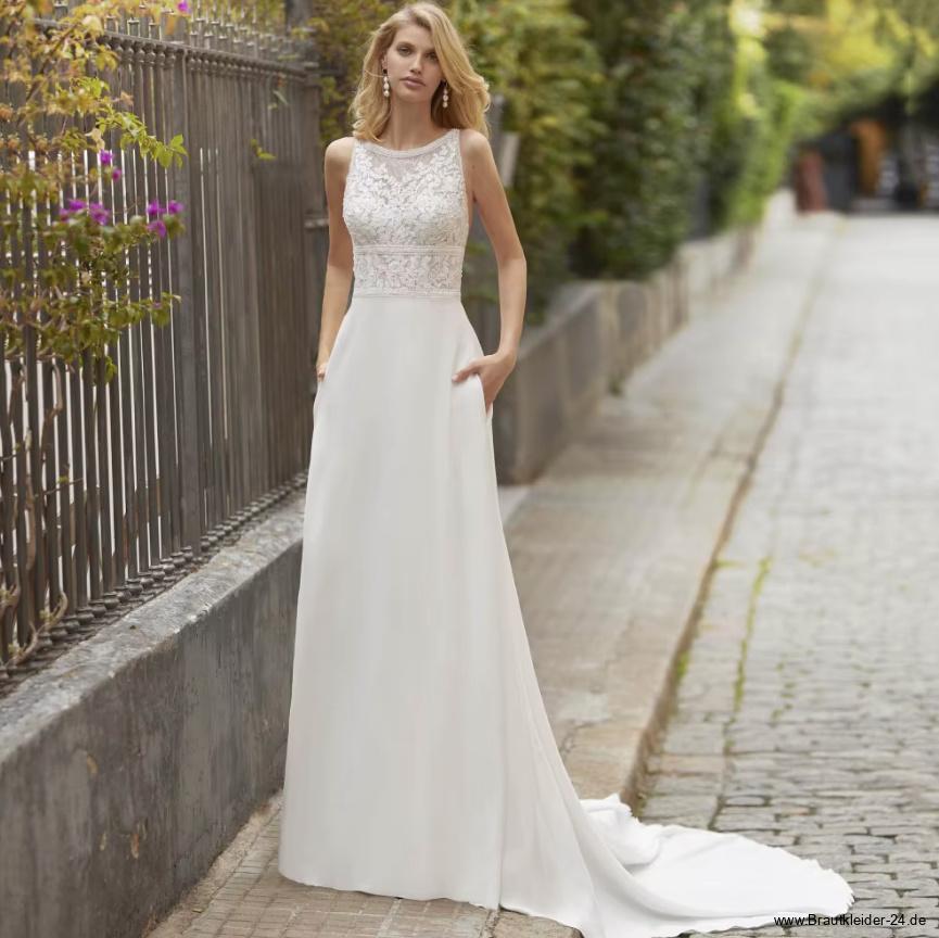 Empire Brautkleid Frederieke Ärmellos mit Spitze und&nbsp;Schleppe