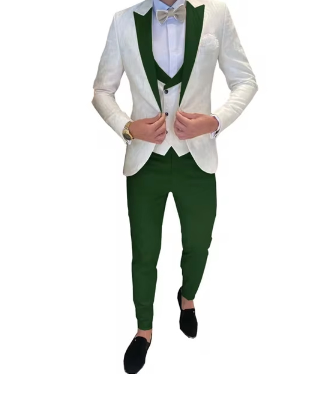 Herren Anzug Arendt für den Bräutigam und Hochzeitsgäste in Dunkelgrün Weiß&nbsp;Dreiteilig