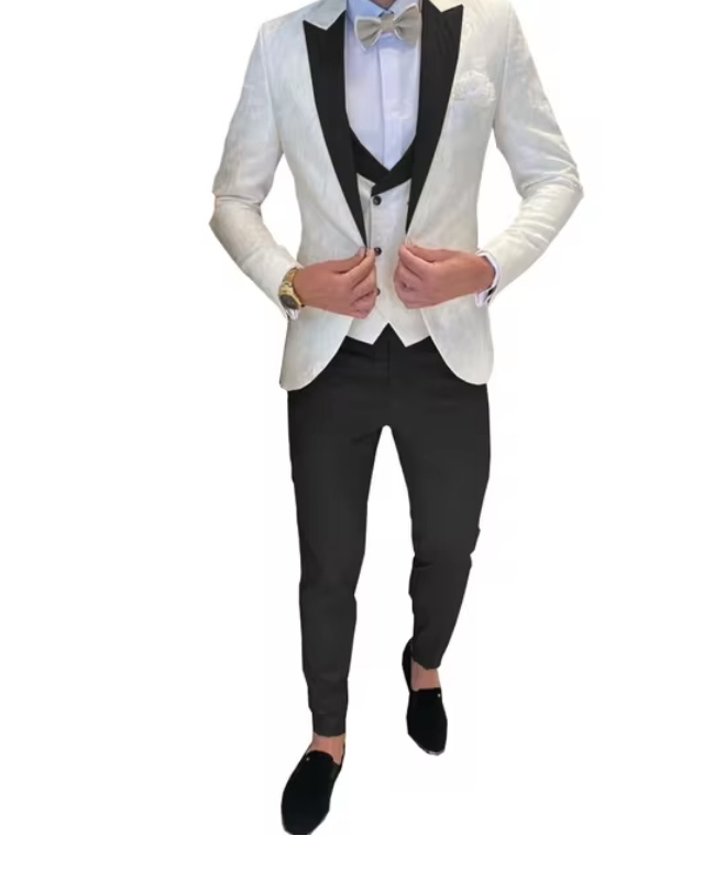 Herren Anzug Arendt für den Bräutigam und Hochzeitsgäste in Schwarz Weiß&nbsp;Dreiteilig