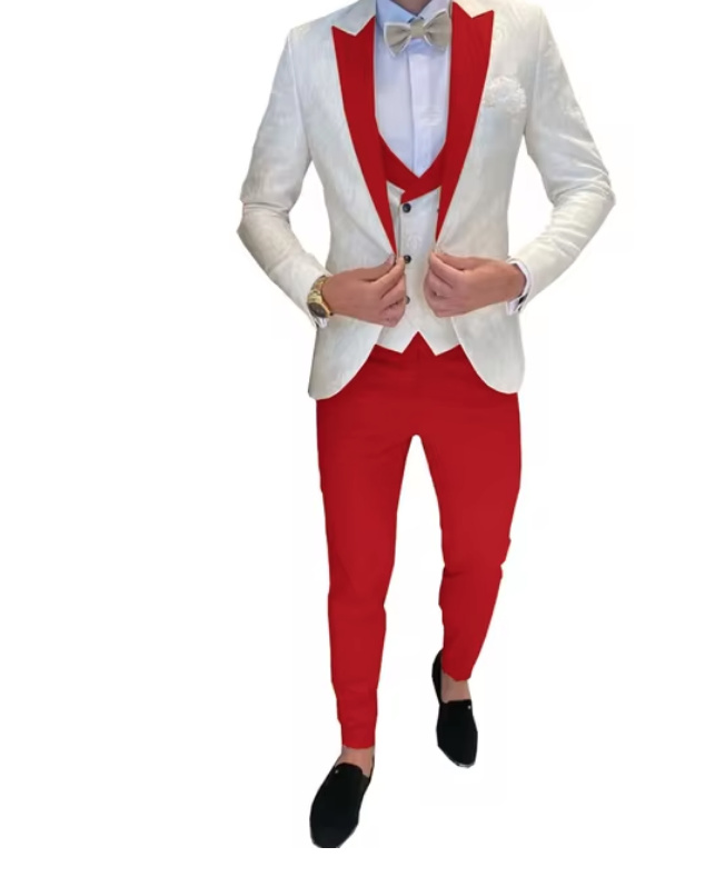 Herren Anzug Arendt für den Bräutigam und Hochzeitsgäste in Rot Weiß&nbsp;Dreiteilig