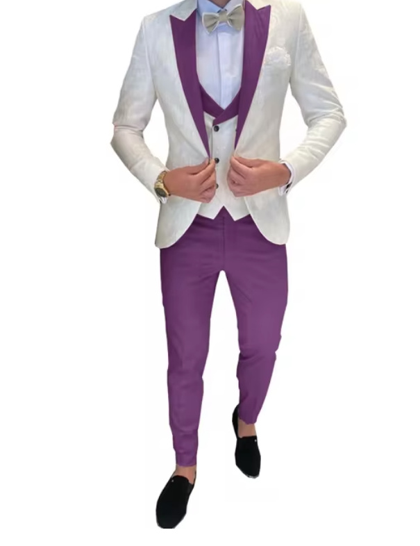 Herren Anzug Arendt für den Bräutigam und Hochzeitsgäste in Lila Weiß&nbsp;Dreiteilig