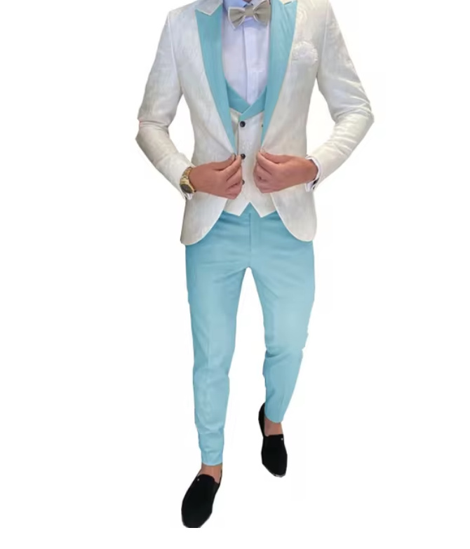Herren Anzug Arendt für den Bräutigam und Hochzeitsgäste in Hellblau Weiß&nbsp;Dreiteilig