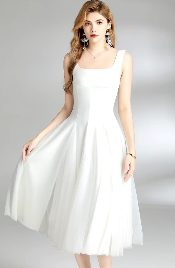 A Linie Vintage Style Standesamtkleid Wadenlang&nbsp;Weiß