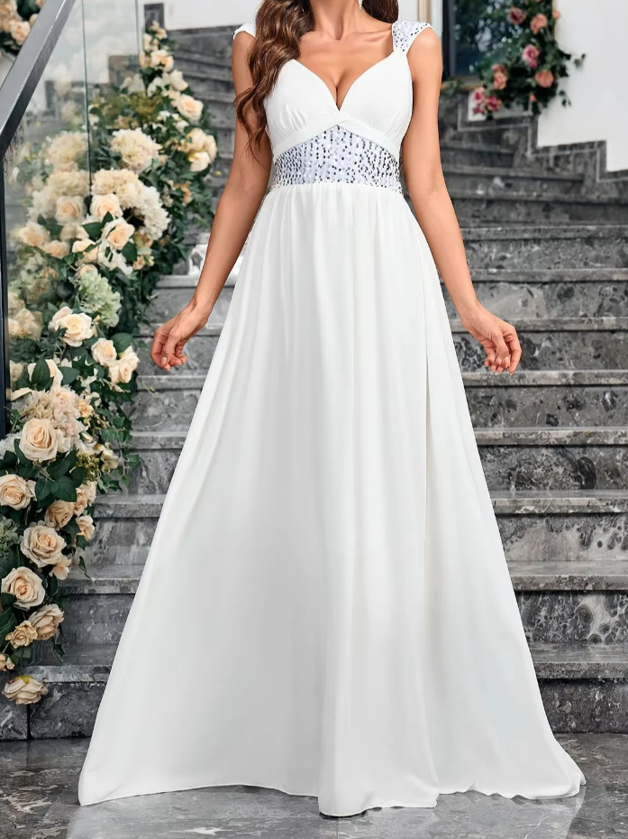 Empire Chiffon Standesamtkleid Carolina mit Pailletten&nbsp;Applikationen
