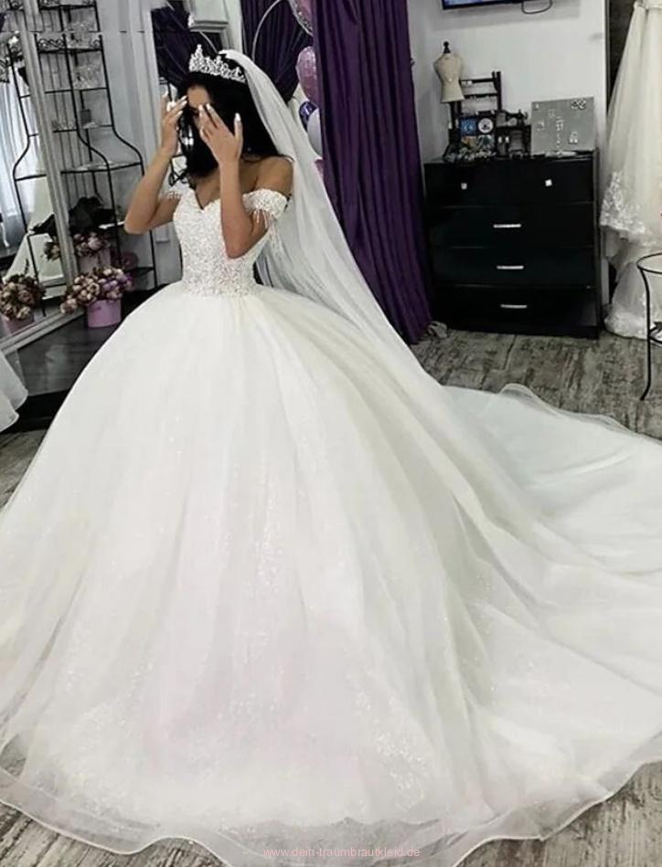 Luxus Glitzer Ball Linie Brautkleid Ceres Hochzeitskleid mit Pailletten&nbsp;Stickereien