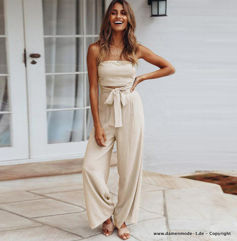 Bustie Sommer Jumpsuit Einteiler Leger in&nbsp;Beige