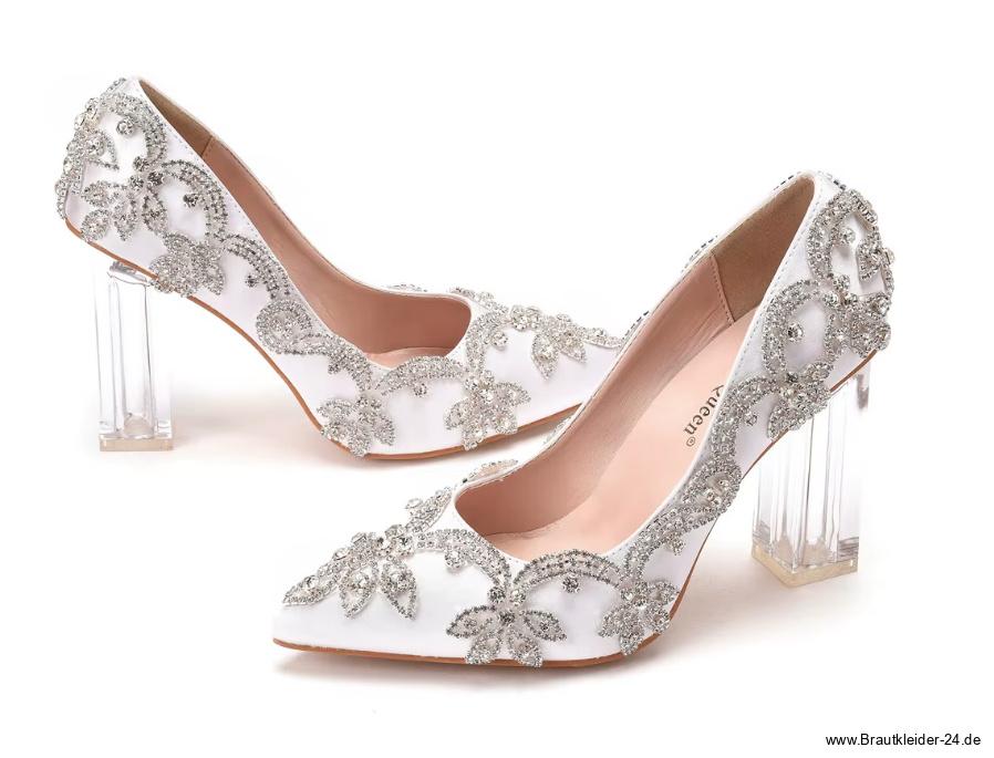 Klar Heels Kristall Pump Feelija Brautschuhe mit Blockabsatz