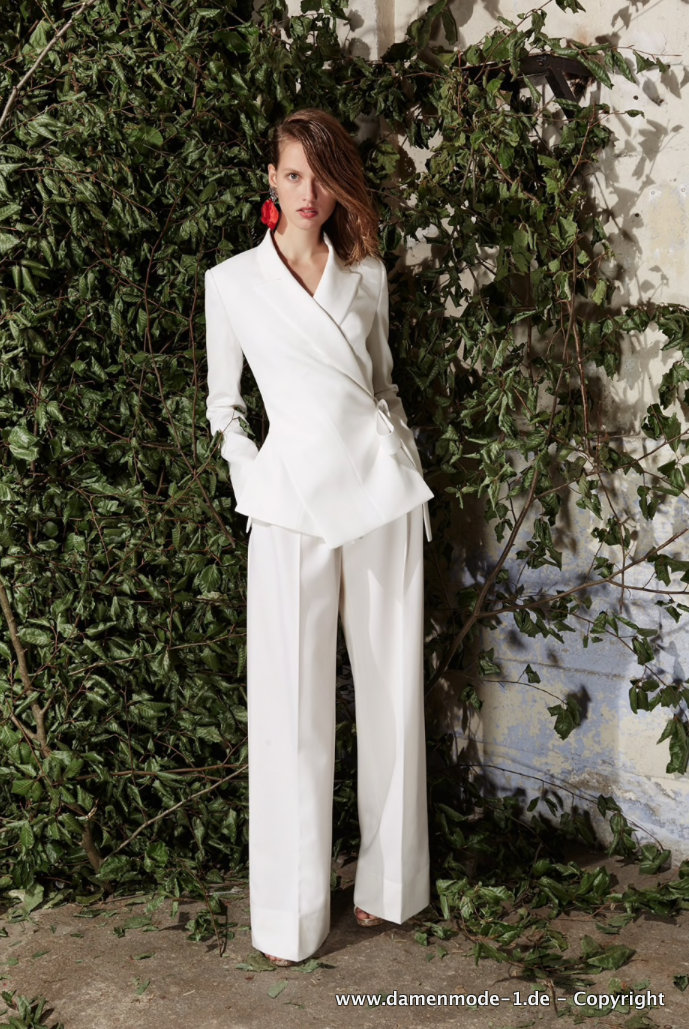 A Linie Business Hosenanzug in Weiß Festlich mit Wickel&nbsp;Blazer