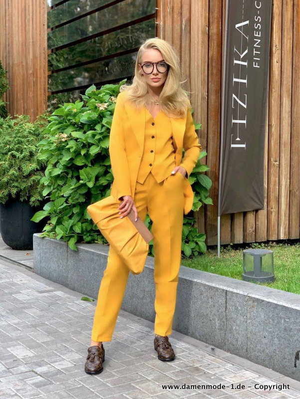 Business Hosenanzug in Gelb mit&nbsp;Weste