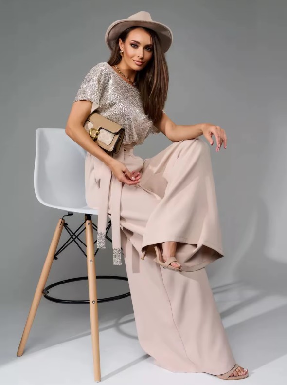 A Linie Einteiler Jumpsuit Gaby mit Glitzer Oberteil in Rosa Elegant und&nbsp;Festlich