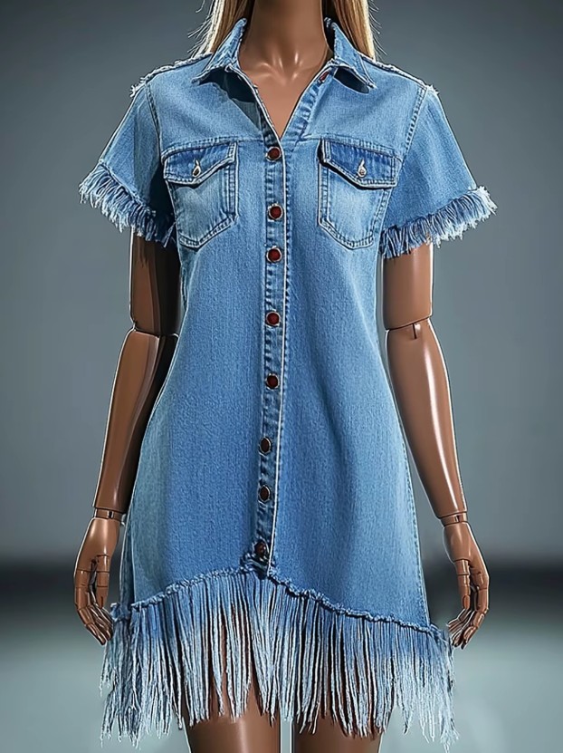 A Linie Hängerchen Sommer Mini Jeanskleid