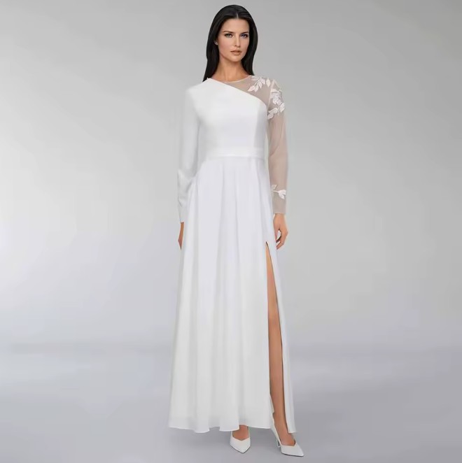 A Linie Standesamt Brautkleid Isa mit Ärmel aus Spitze