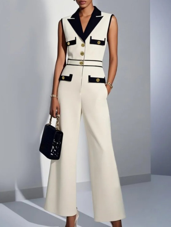 Ärmelloses Braut Overall Einteiler Innozentia für den Standesamt Weiß Schwarz