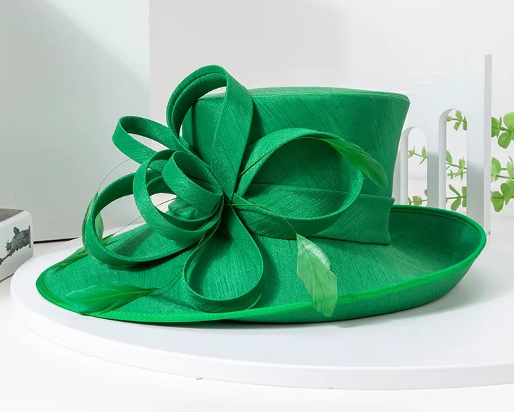 Brauthut Paisley aus Bambusfaserstoff in&nbsp;Grün