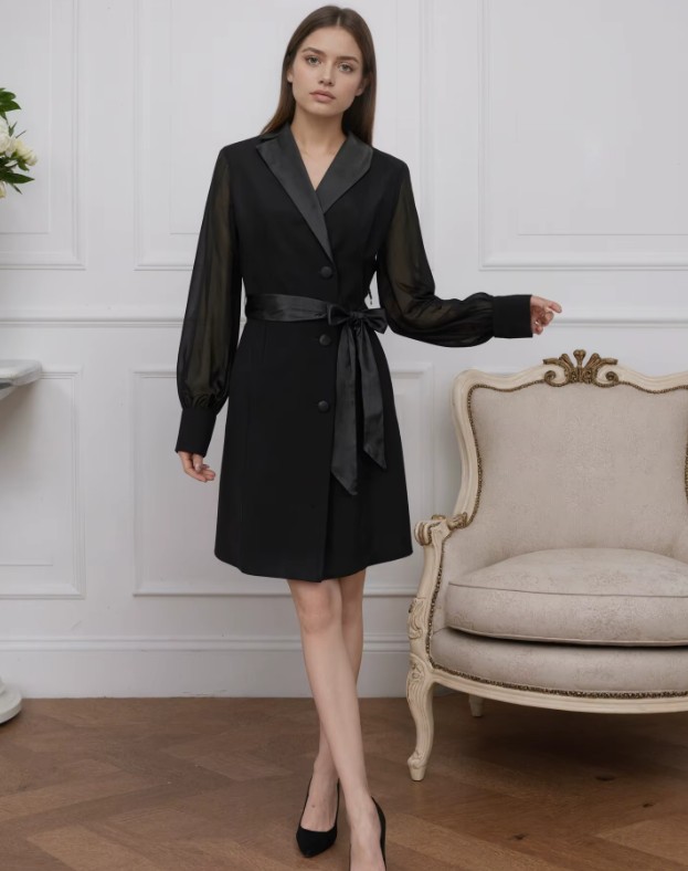Knielanges Blazer Kleid Daisy in Schwarz Elegant
