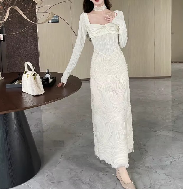 Langarm Standesamtkleid Inessa Knöchellang mit&nbsp;Applikationen