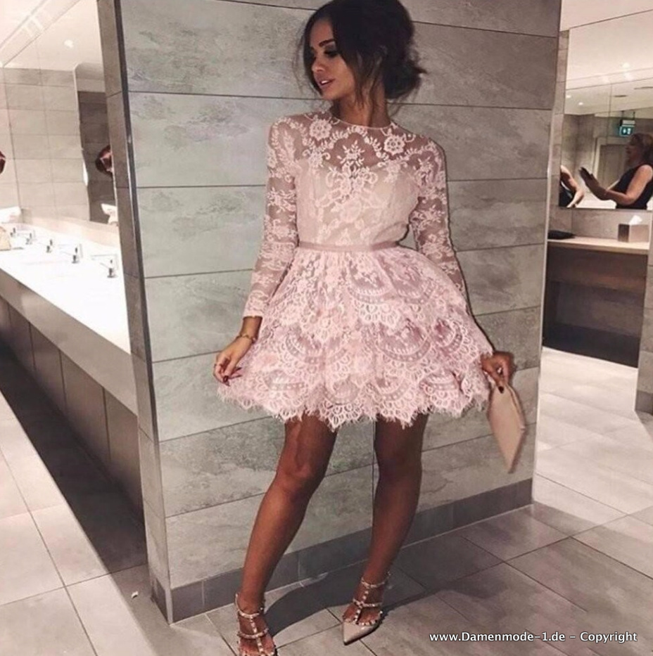 Langarm Spitzen Cocktailkleid Alizee in&nbsp;Lachs