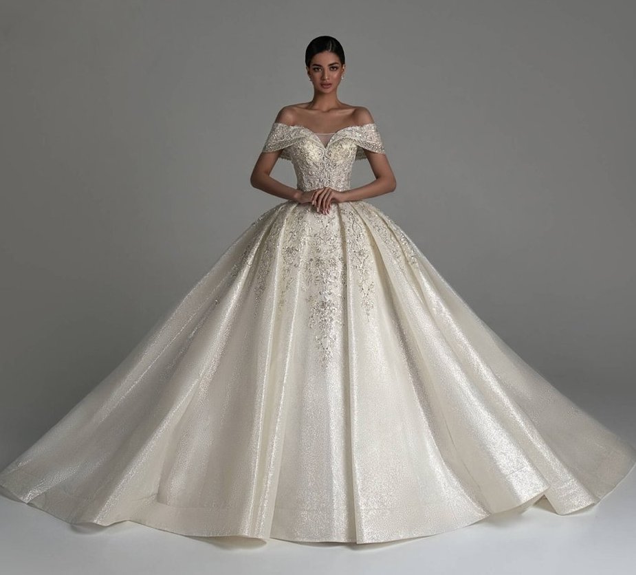 Ball Linie Brautkleid Anda Klassisch Bodenlang Schulterfrei&nbsp;Festlich