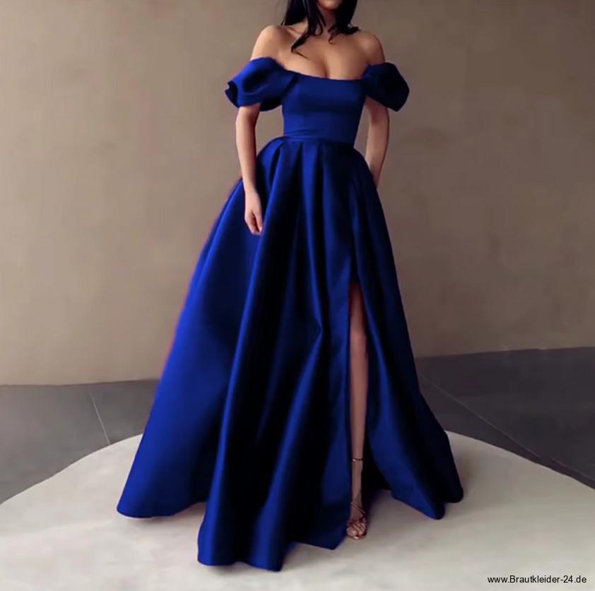 Schulterfreies Brautkleid Ginger in Marineblau mit Schlitz&nbsp;Bodenlang