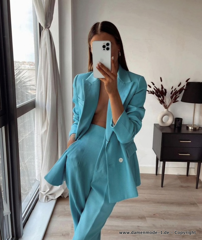Hellblauer Hosenanzug Elegant Damenoutfit Online