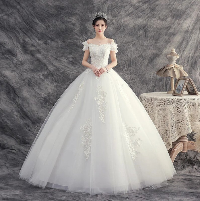 Ball Linie Brautkleid Schulterfrei Festlich mit&nbsp;Applikationen