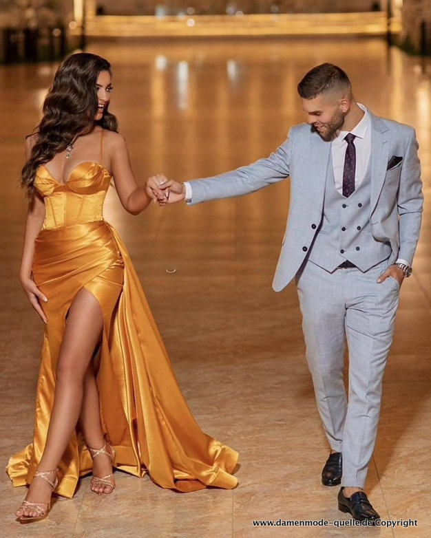 Sexy Mieder Cut Out Abendkleid in Gold