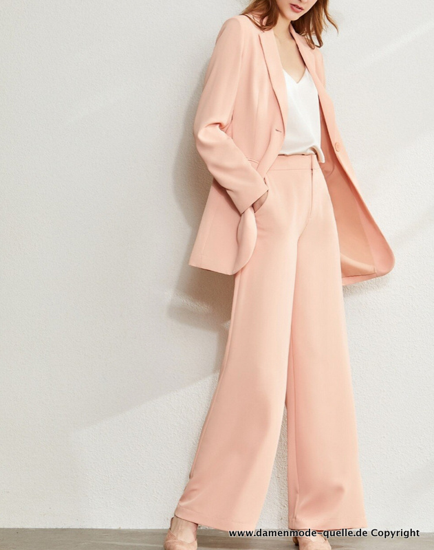 Damen Businessoutfit Hosenanzug mit Long Blazer in&nbsp;Aprikose