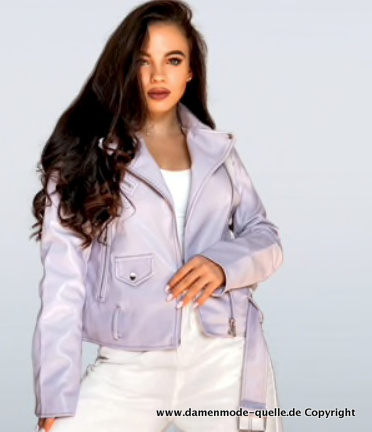 Frühling – Herbst Übergangsjacke Lederjacke in Flieder