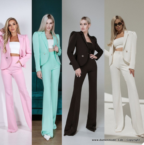 Damen Hosenanzug Elegant in Weiß Rosa Schwarz Blau oder&nbsp;Grün