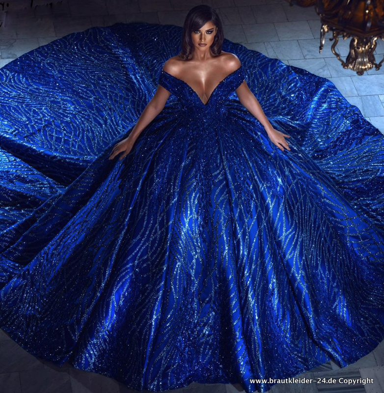 Luxus Brautkleid Quinceanera Kleid in Royalblau&nbsp;Schulterfrei