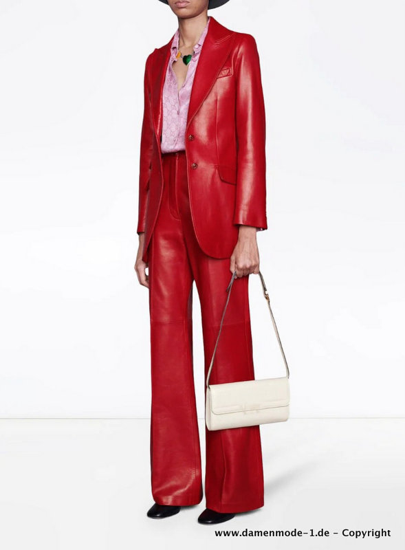 PU Leder Hosenanzug in Rot