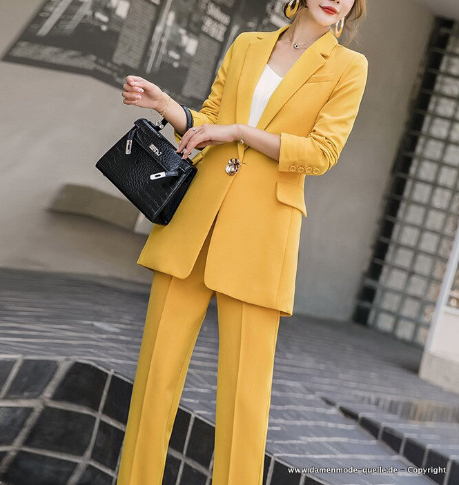 Damen Hosenanzug Temperamentvoll und Elegant in&nbsp;Gelb
